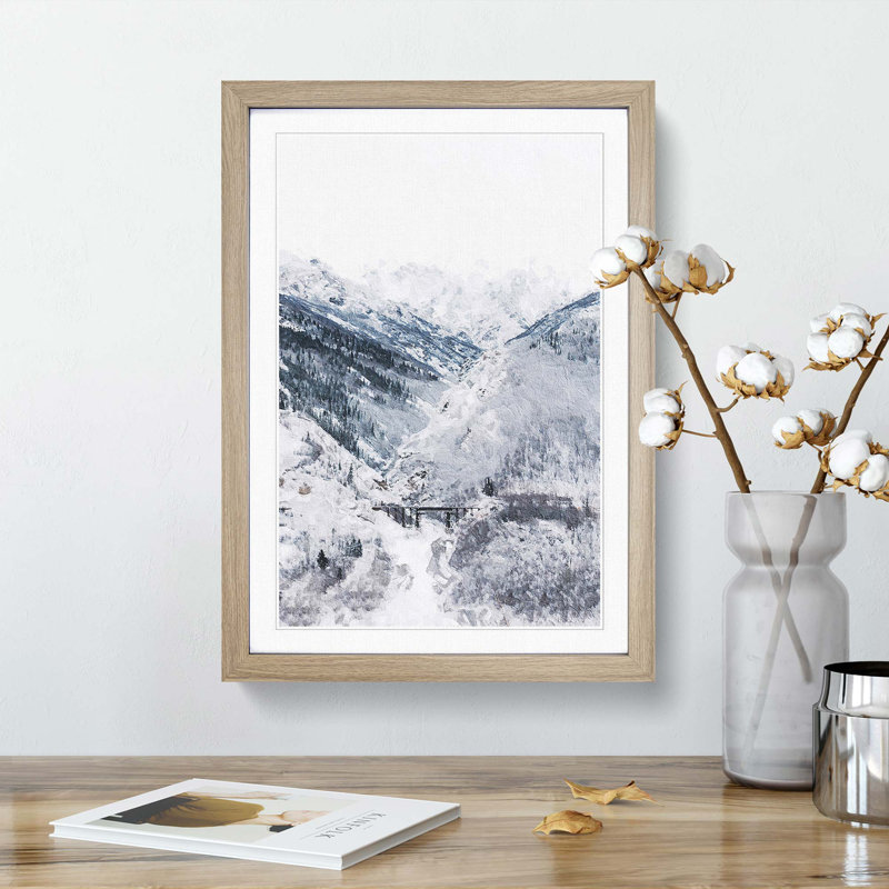 Wintertime at Denali National Park Alaska - Picture Frame Painting Print, 36cm H x 27cm W x 2cm D, Oak Framed