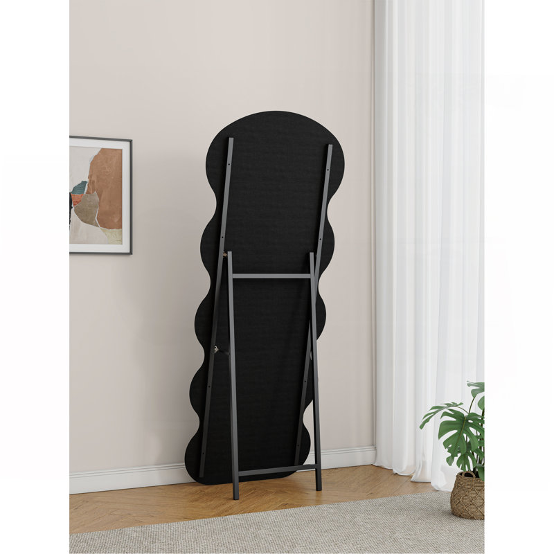Flannel Full Length Wave Floor Mirror With Stand For Bedroom Living Room Hanging Or Against The Wall
