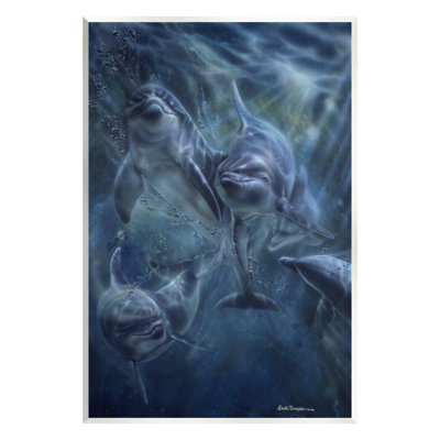 Au-458-Giclee " Aquatic Dolphins Underwater "