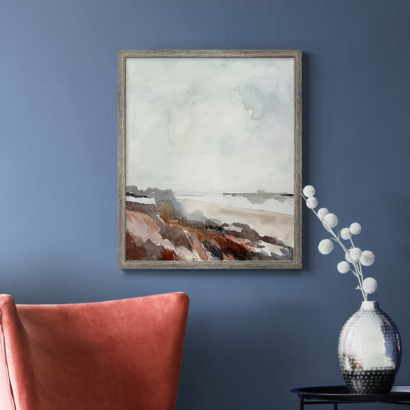 Toile encadrée haut de gamme Coastal Inlet Study II - prête à être accrochée, Gris, H 24 po x l 20 po