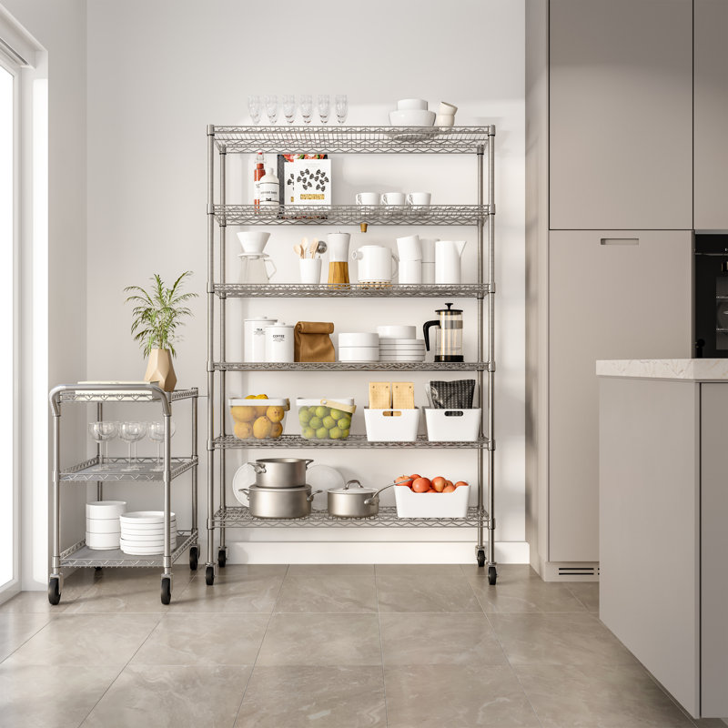 UltraDurable 6-Tier Chrome Steel Wire Shelving with Wheels