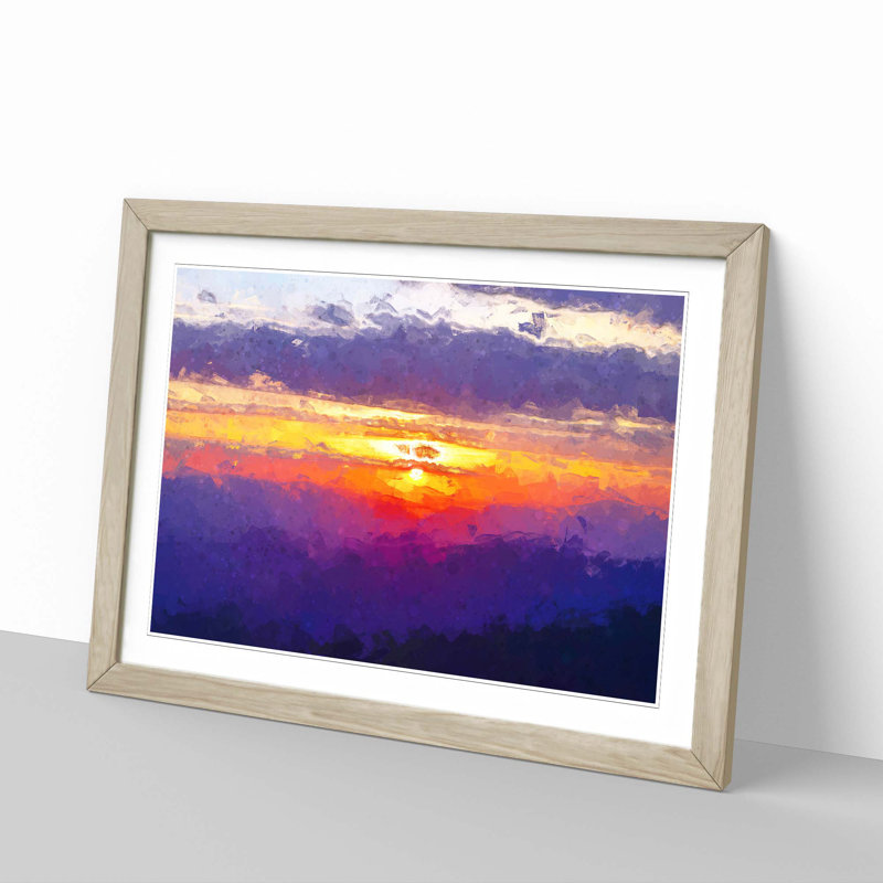 Cloudy Sunset in Abstract - Picture Frame Graphic Art Print, 27cm H x 36cm W x 2cm D, Oak Framed