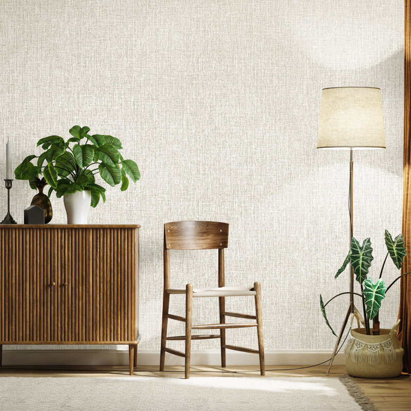 Precious Collection Metallic Canvas Wallpaper Roll, Cream