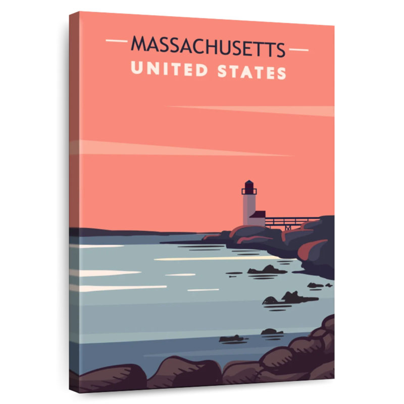 Affiche du phare d'Aletra au Massachusetts, H 24 po x l 16 po