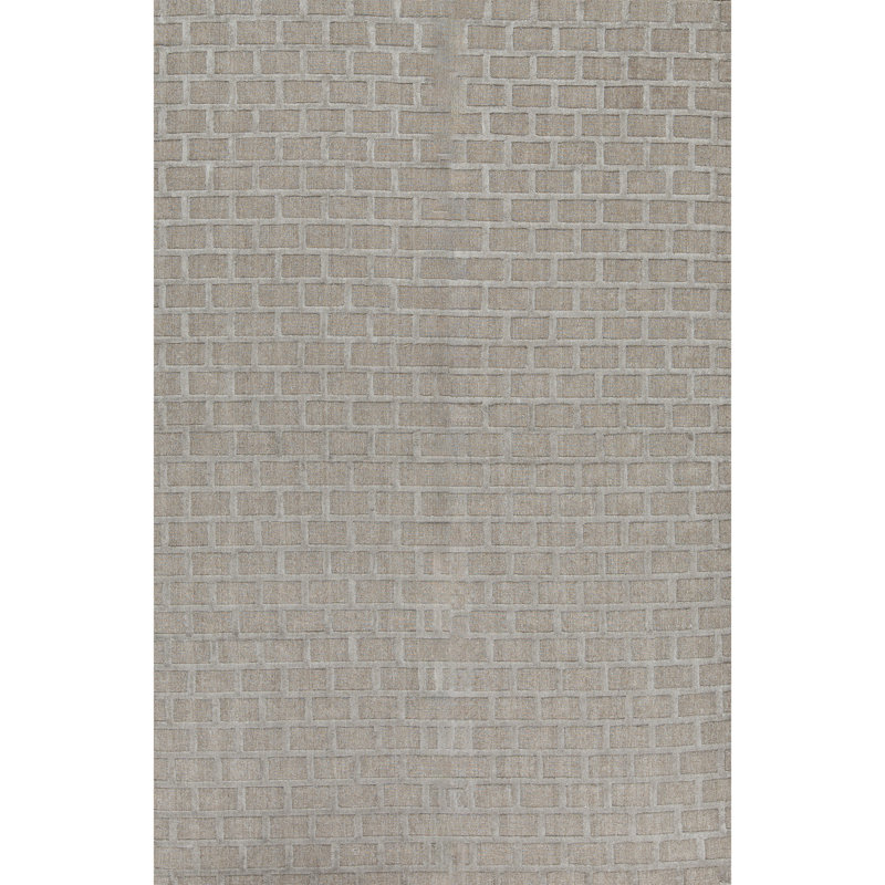 Wool Geometric Area Rug in Gray