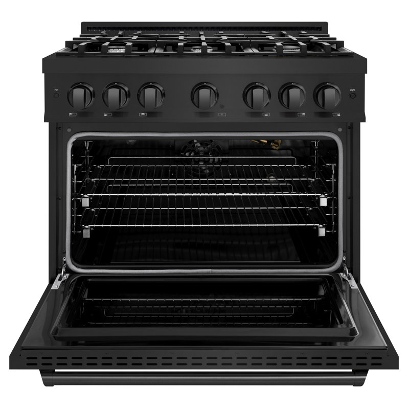 ZLINE 36" Classic Gas Range w/ 6 Burners & Convection Oven in Black Stainless Steel