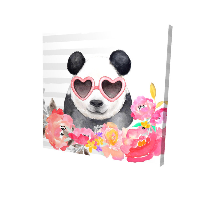 Panda avec lunettes en forme de cœur | Décoration de la chambre à coucher