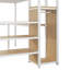 Lit mezzanine moderne en métal pleine grandeur avec bureau, escalier de rangement, petite armoire et lumière DEL-1024660461