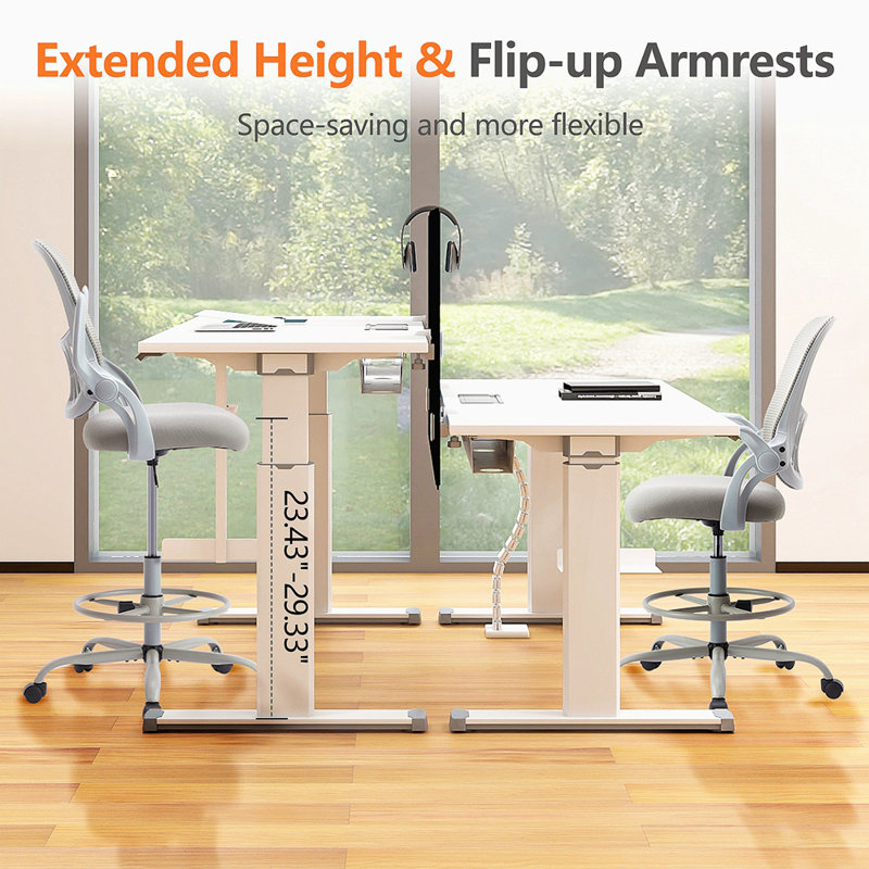 Chaise haute de bureau ergonomique avec accoudoirs rabattables