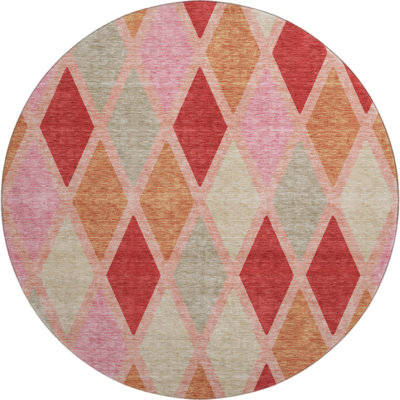 Premium Machine Washable Prisco Pink Rug