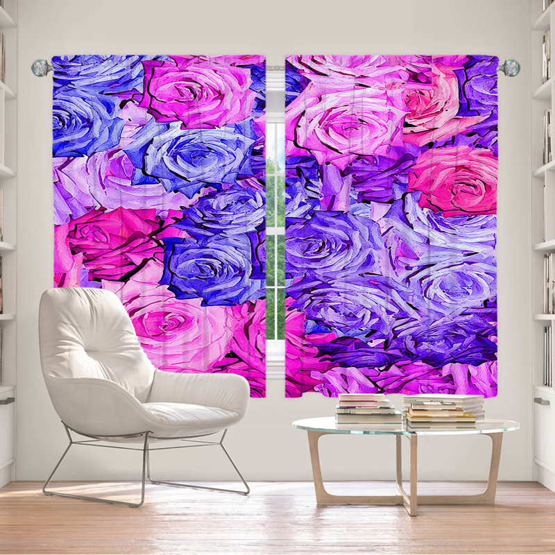 Paire de rideaux obscurcissant en polyester Addingham, Mauve / Rose / Bleu, L 40 po x L 52 po