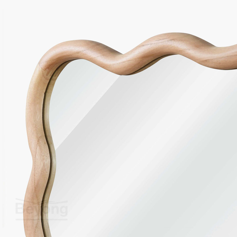 Miroir décoratif rectangulaire en bois massif de 24 po x 36 po couleur bois naturel naturel, pour chambre à coucher, salle de bain, salon, entrée