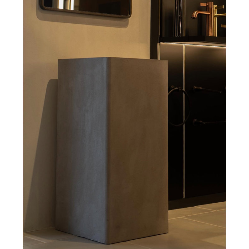 Vast Studio  Freestanding Rectangle Sink in Brown — Modern Concrete Bathroom Pedestal Basin, Gray Elevated Concrete