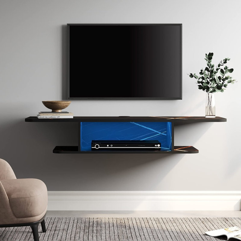 Arreanna Unfinished Floating for TVs up to 55", Black/Blue
