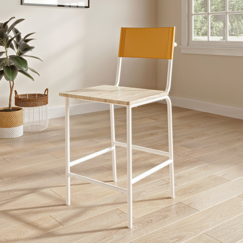 Counter Stool, White, Brown