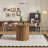 Round Dining Table For 4-6 People, Round Pedestal Dining Table, Kitchen Table With Strip Columns Base-303422075
