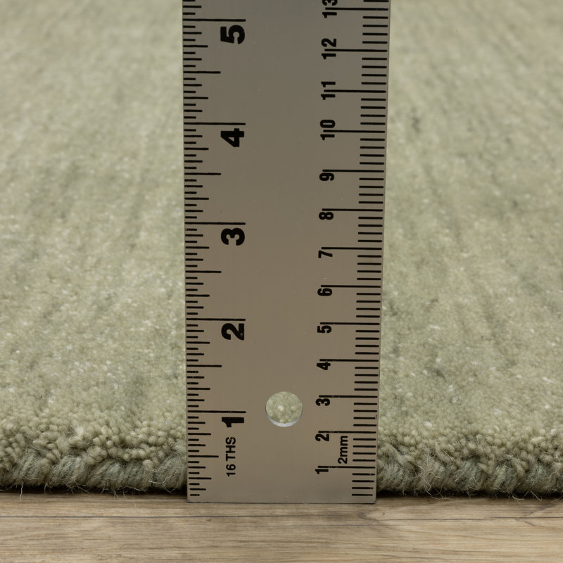 Tapis en laine vert sauge Radel, Tapis de couloir 2 pi 6 po x 8 pi