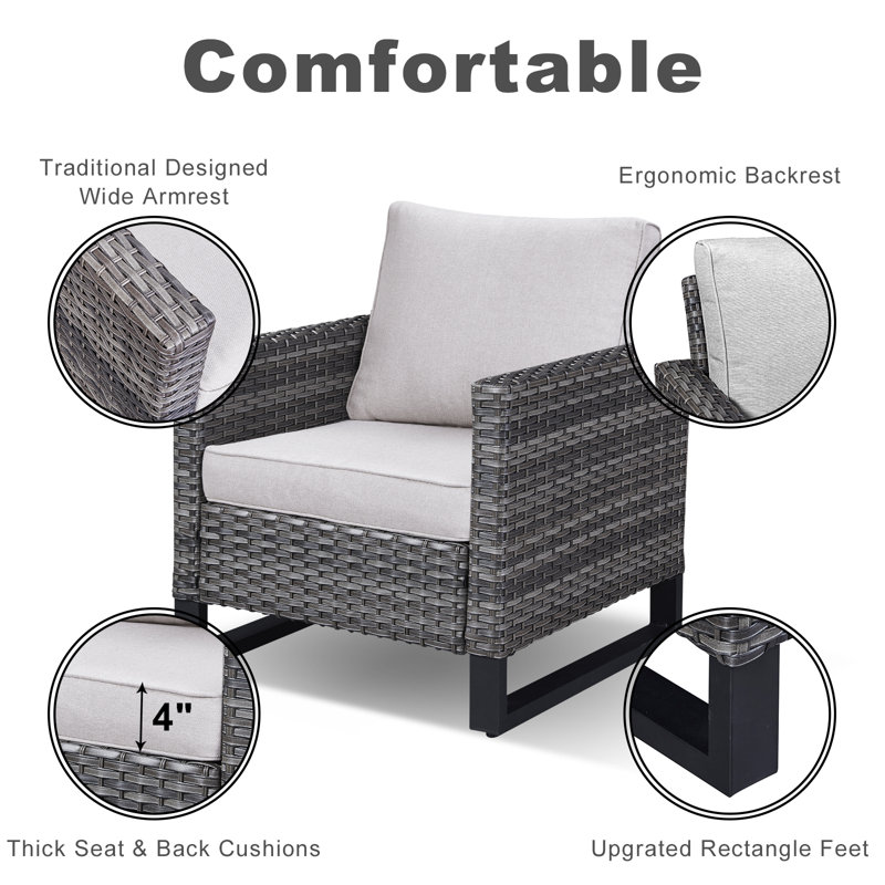 Chaises de patio avec coussin Naresa, Structure grise / coussin beige