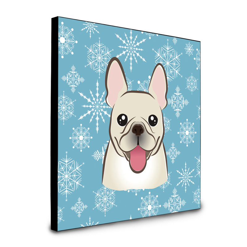 Panneau mural d’art flocon de neige Loula, Bouledogue français beige