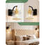Ensemble de 2 appliques murales modernes, luminaire de meuble-lavabo à abat-jour en cristal, éclairage au fini or noir sur miroir pour une utilisation à l'intérieur avec base E26-1919550477