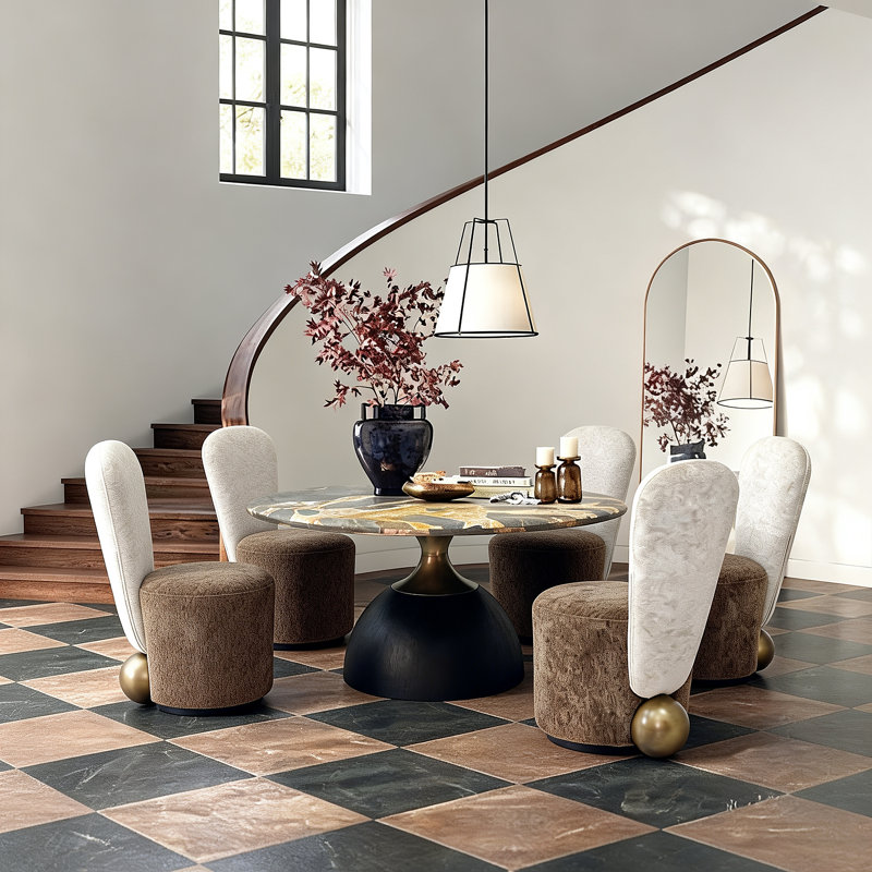 Chaise de salle à manger rembourrée à dossier haut 2PC