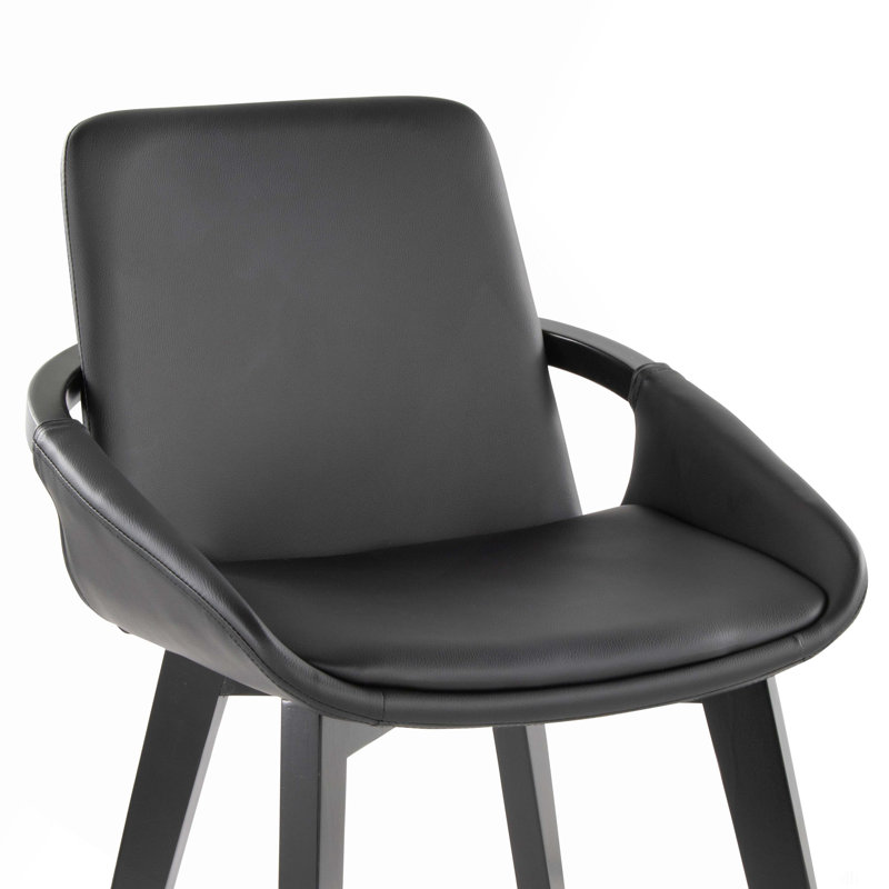 Chaise en bambou et similicuir, Noir