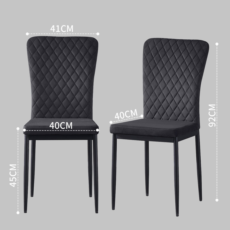 Modern Faux Leather/PU/Suede/Velvet Upholstered Dining Chair Tufted High Back, Black, Black Velvet, 4