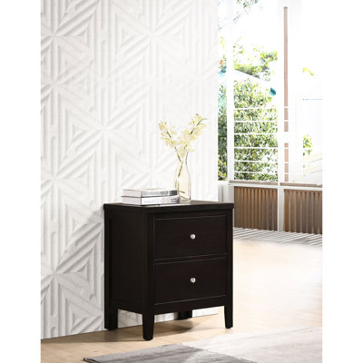 Table de chevet 2 tiroirs couleur cappuccino avec finition brun riche et bois, pour chambre à coucher, 26,81 pouces de hauteur, 21,17 de largeur, 15,33 de profondeur, structure rectangulaire idéale