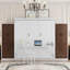 Grand lit escamotable mural avec bureau, garde-robe et tiroirs, armoire-lit pliable, rangement compact, blanc