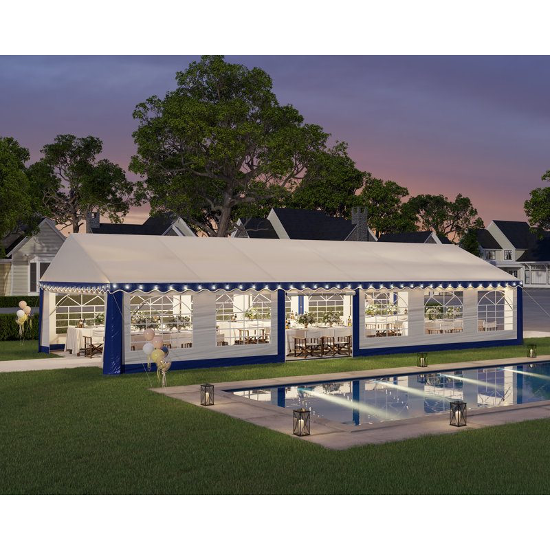 20FT x 40FT Canopy with Rolled Sidewalls,White & Blue, 20 (ft.) x 40 (ft.), White/Blue