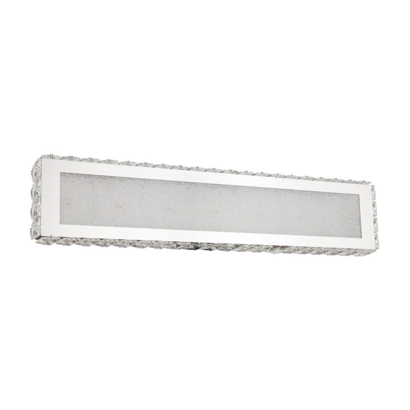 Pixley LED Chrome and Crystal Wall Sconce, 5" H x 25" W 3.5" D