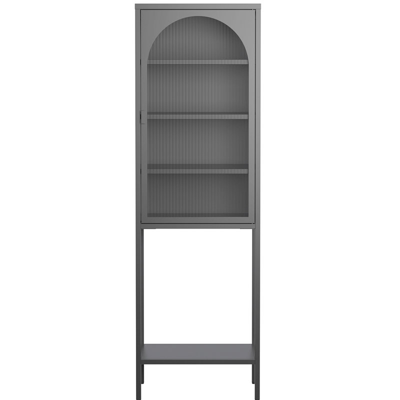 Armoire de rangement vitrée en métal, Gris