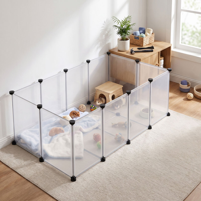 Pet Playpen, Pet Fence Indoor, Modular Animal Pen With Floor, For Hamsters, Rabbits, Hedgehogs, Ferrets