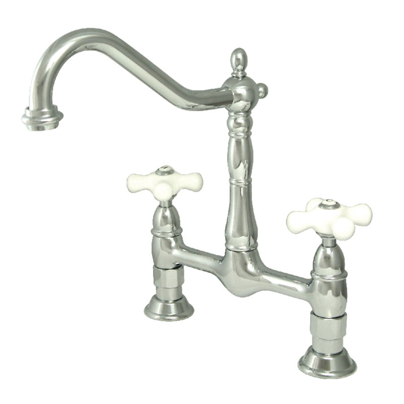 Robinet de cuisine à poignée double Heritage, Chrome poli