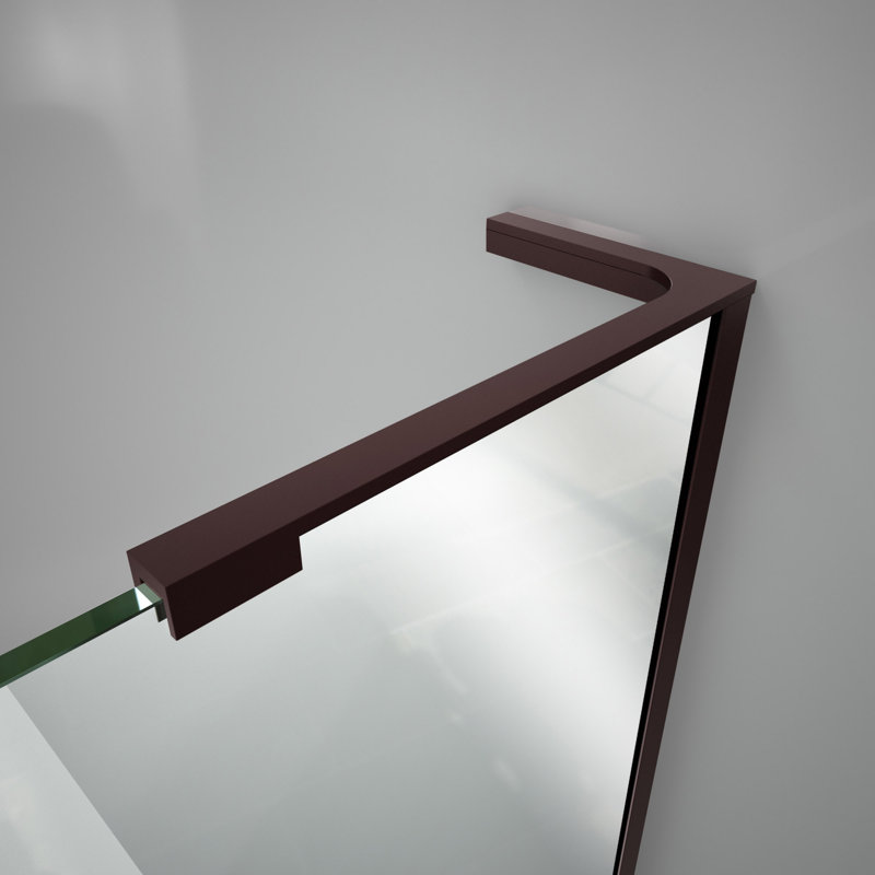 Unidoor-X 59.5" W x 34.38" D x 72" H Frameless Rectangle Hinged Shower Enclosure, Right Side, Oil Rubbed Bronze