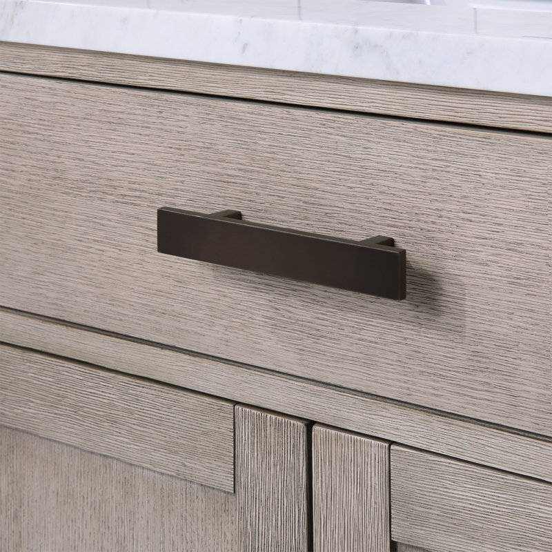 Chestnut 30" Carrara White Marble Countertop Bath Vanity with Faucet, Gray Oak, Faucet Included
