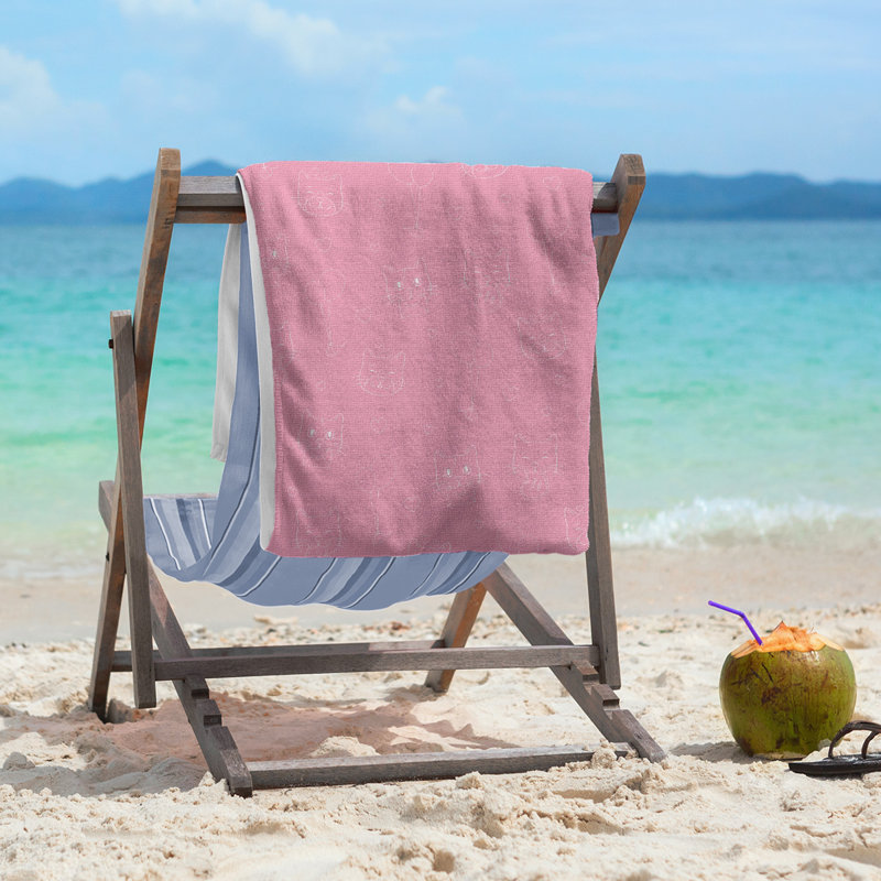 Beach Towel, Pink/White, Poly/Cotton