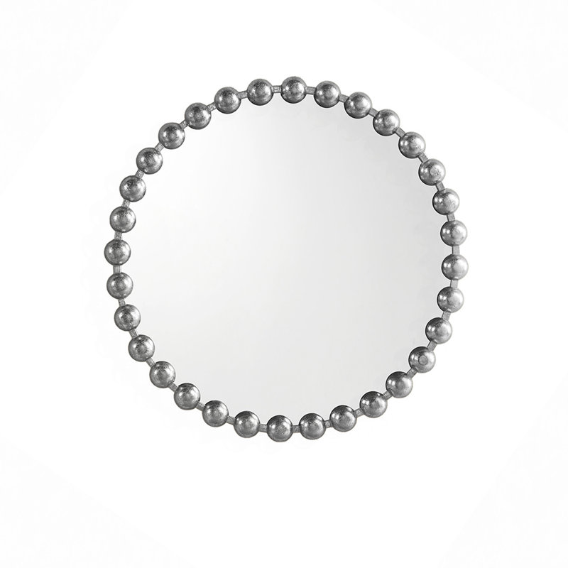 Miroir mural perlé, Argent argent, 27 po x 27 po