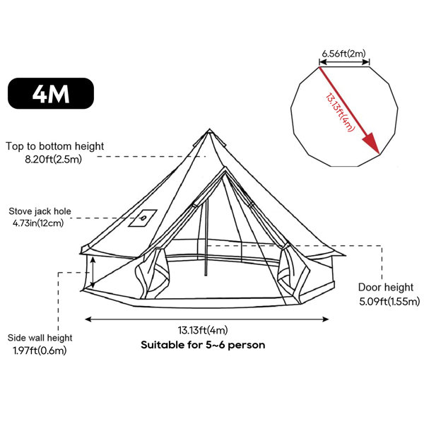 Arlmont & Co. Kylynne Canvas Bell Glamping Yurt Bell Tent with Roof Stove  Jack & Reviews