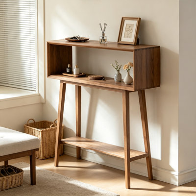 Simple Rectangular Brown Solid Wood Console Table