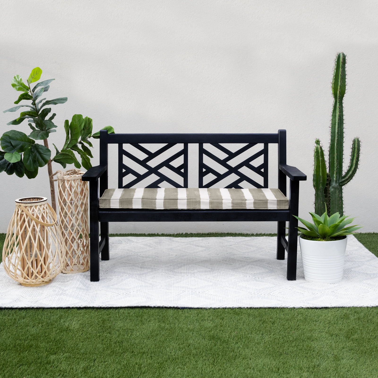 Gia Striped Indoor/Outdoor Bench Cushion, 40" W x 17" D