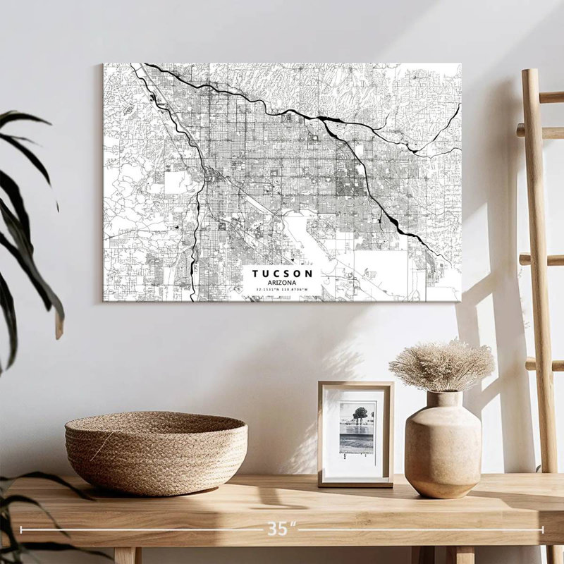Tucson City Map, 16" H x 24" W