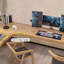 Bureau en bois massif en L Burlywood-1714551663-1714551667