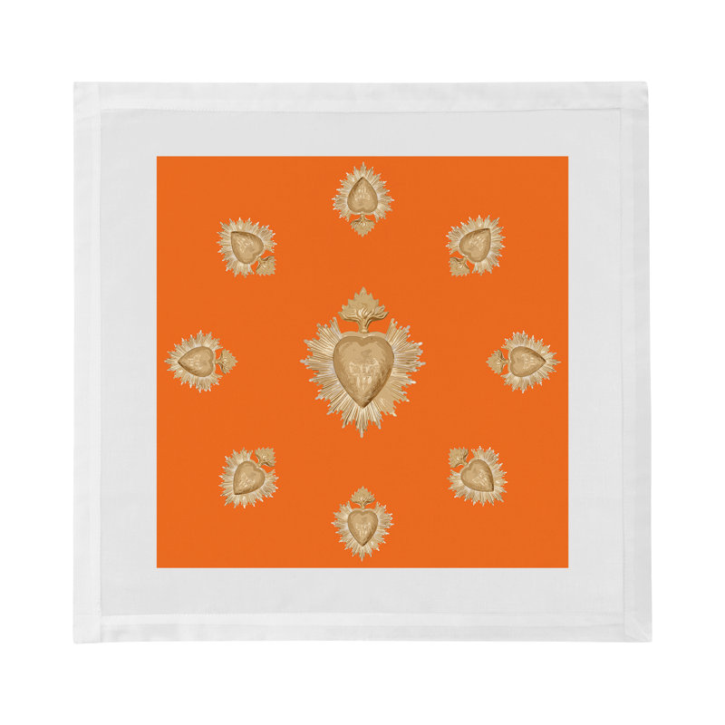 Ex Vote Cotton Sateen Dinner Napkins, Orange
