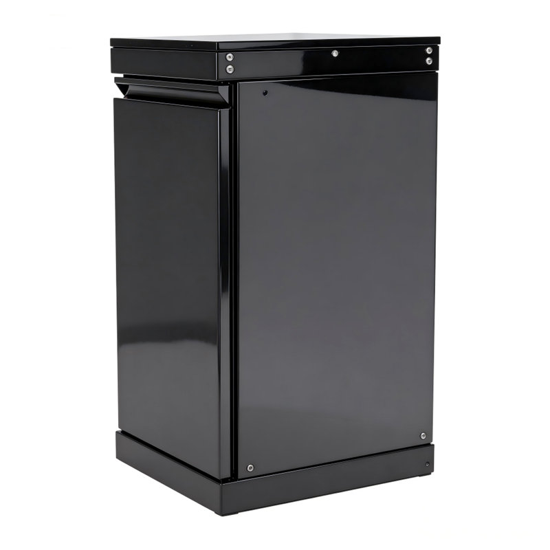 Casier de rangement noir à une porte pour les cuisines extérieures, 304 en acier inoxydable robuste, rangement adaptable Smart Smart, installation facile, scellé ventilé, conception américaine, 22 po de profondeur, 26 de largeur, 40 po