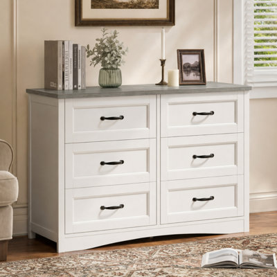 Migneco 6 Drawer 47.2'' W Modern Wood Double Dresser with Metal Handles and Smooth Glide Drawers