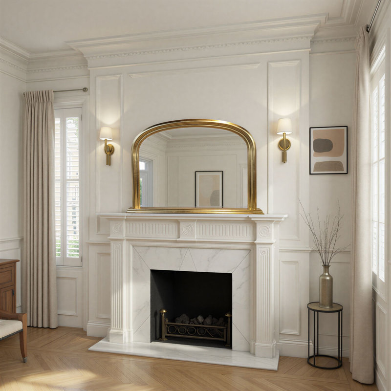 Lynn Arched Overmantle Mirror, Gold