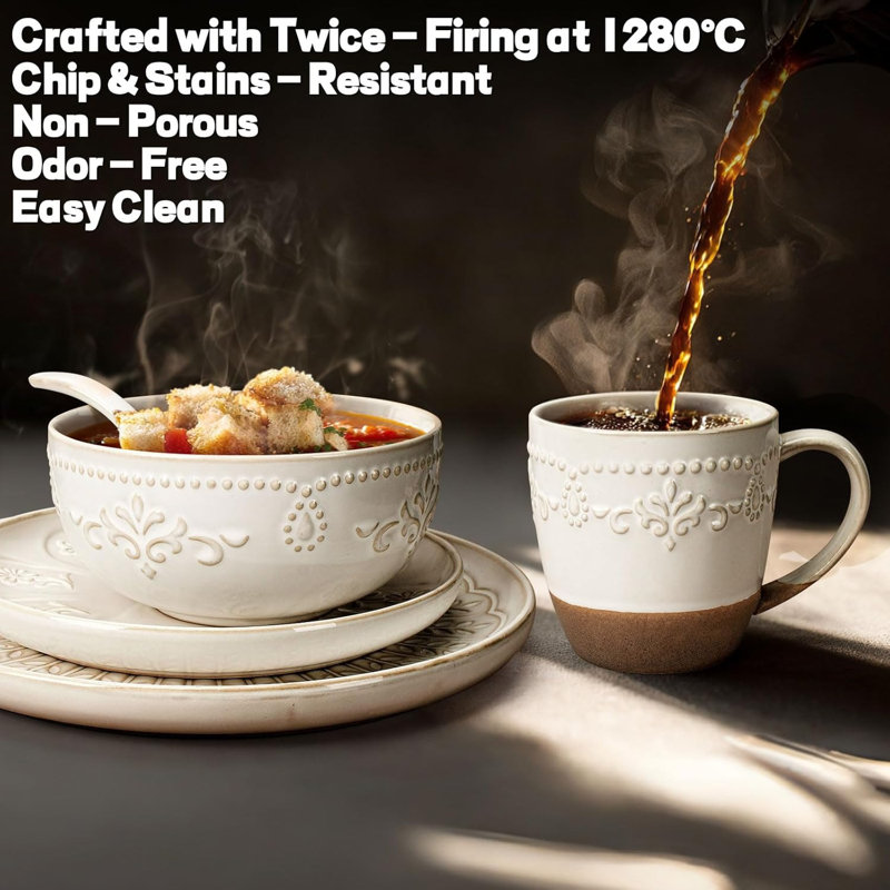 Set Of 4 Ceramic 16oz Coffee Mugs