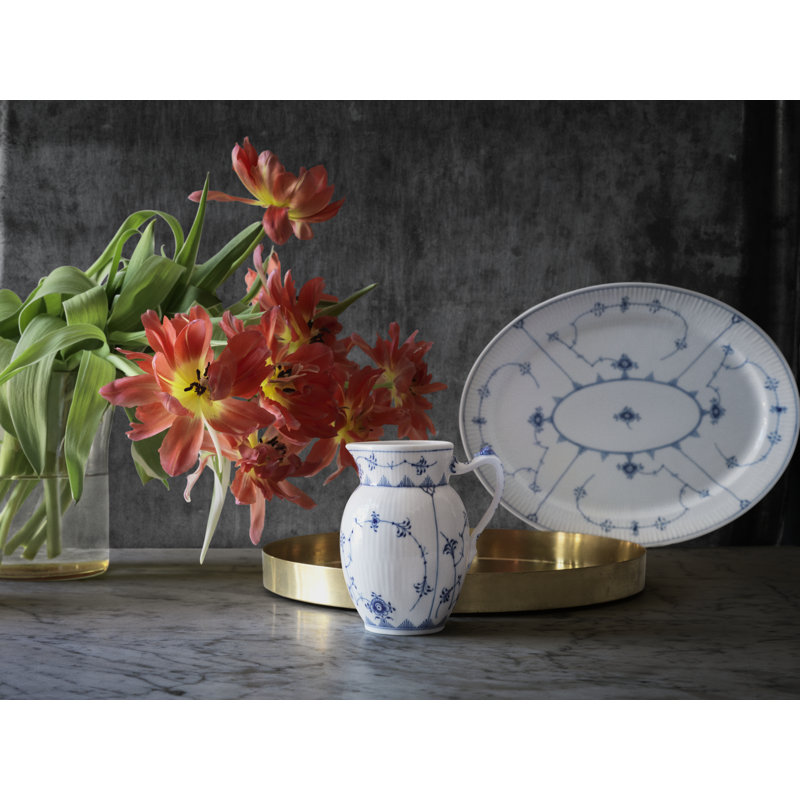 Blue Fluted Plain Platter, 1.2" H x 13.5" W x 10.75" D