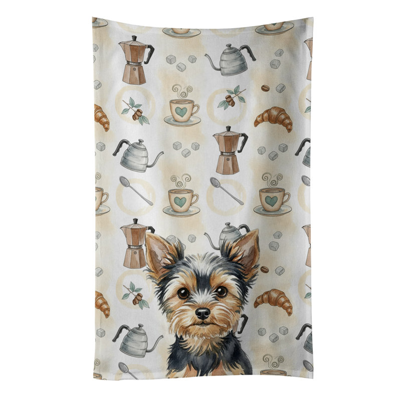 Black and Tan Yorkshire Terrier Coffee Bar Kitchen Towel, Black and Tan Yorkshire Terrier